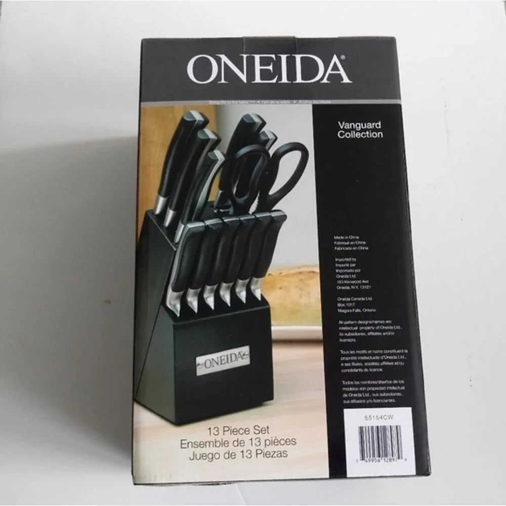 Oneida Vanguard Stainless Steel Blades 13 Piece‎ Tang Knife Set Hardwood …